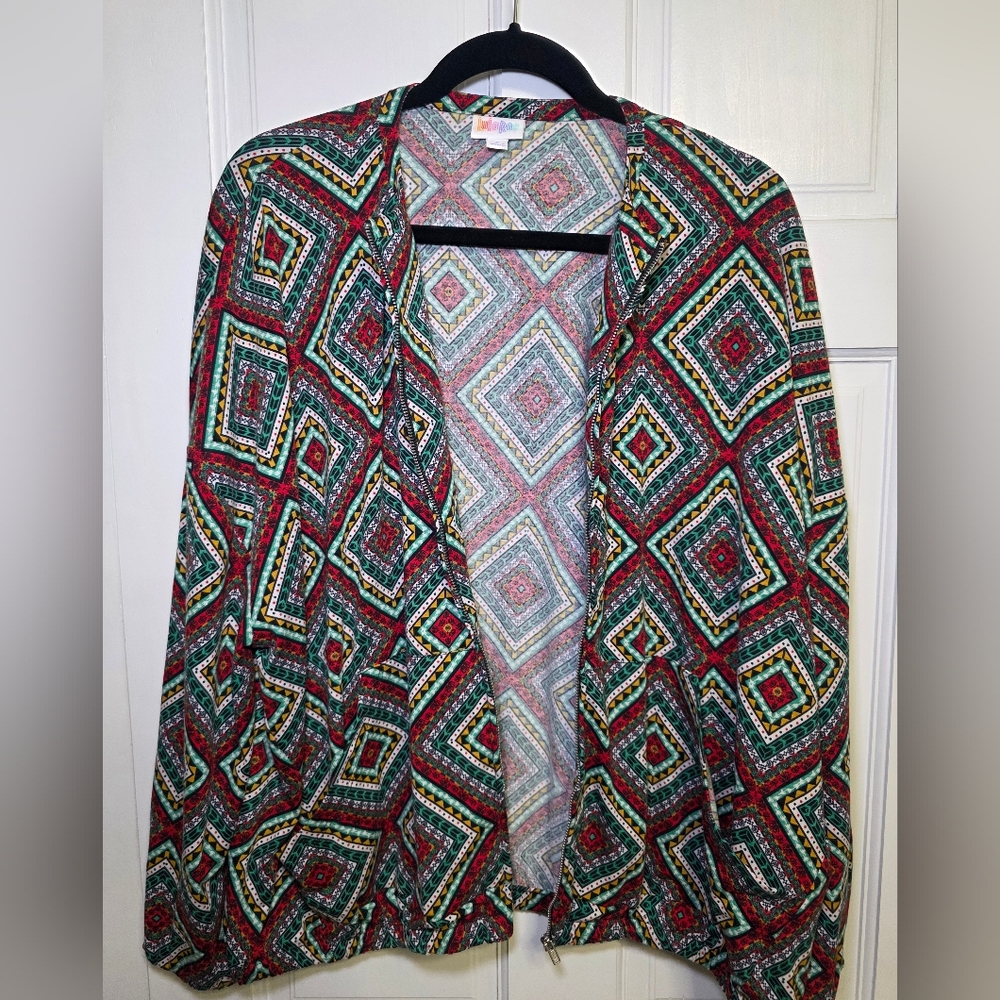 Lularoe Supply Bomber Zip Close Multicolored Jacket- Size Lg NWT